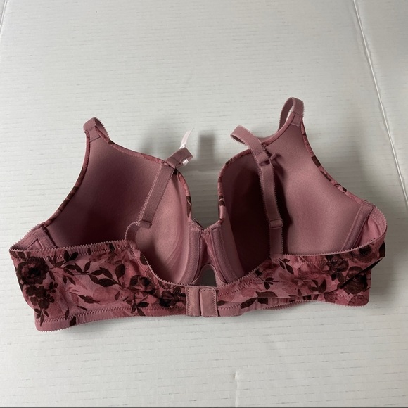 Ambrielle Purple Pink Floral Lightly Lined Full Coverage Plus Size Bra 38B - Picture 3 of 5